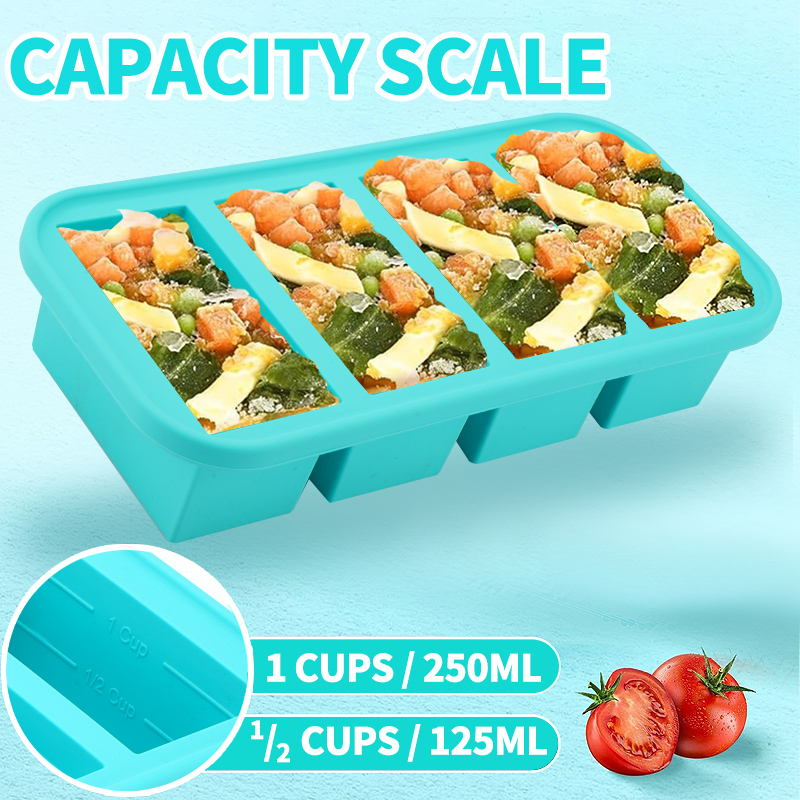 4개의 실리콘 냉동고용 몰드 - 강화된 강철 가장자리가 - Meal Prep Template 리뷰 및 가격