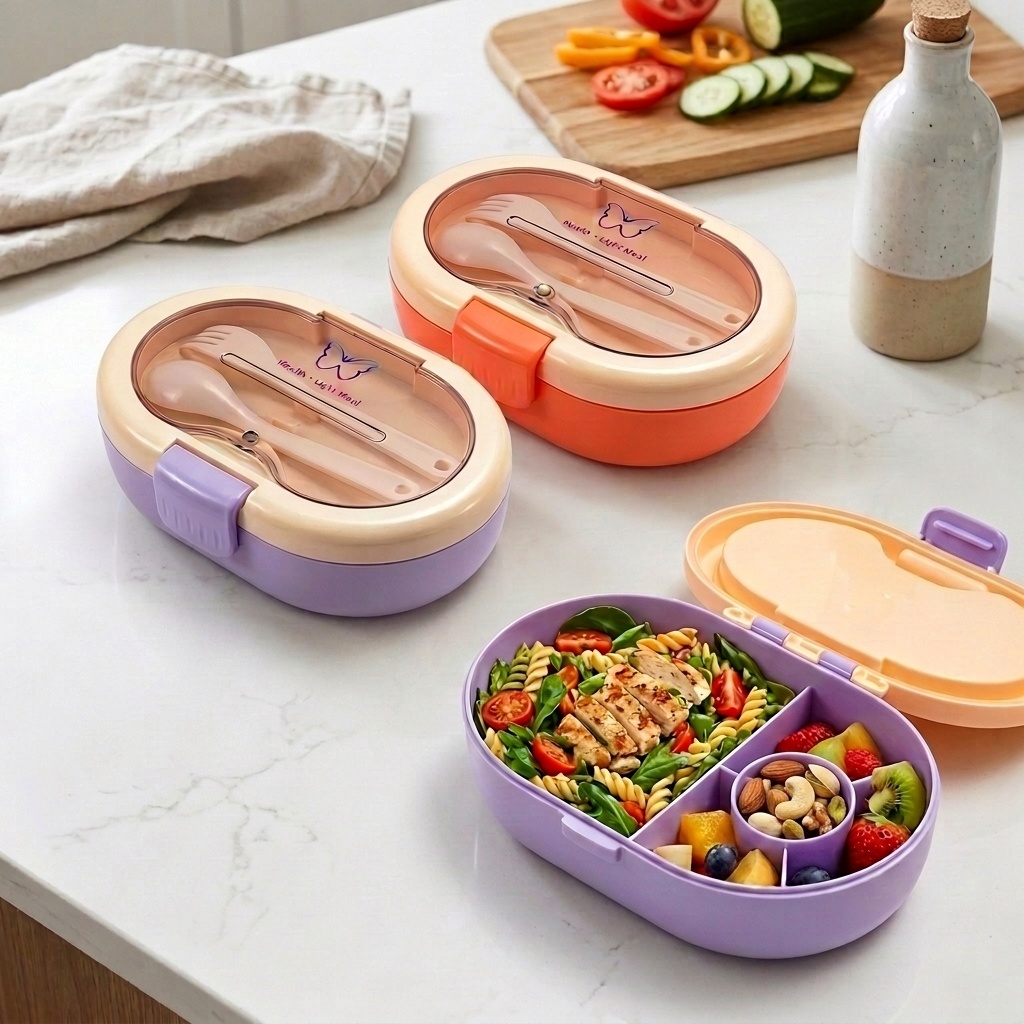 누수 방지 플라스틱 도시락통, 수저 세트 포함, 분리형 - Meal Prep Or Prep Meal 리뷰 및 가격